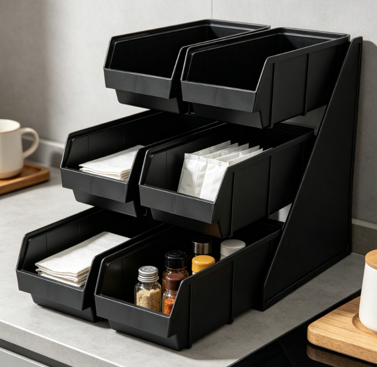 Three-Layer Six-Compartment Commercial Plastic Self-Service Condiment Rack